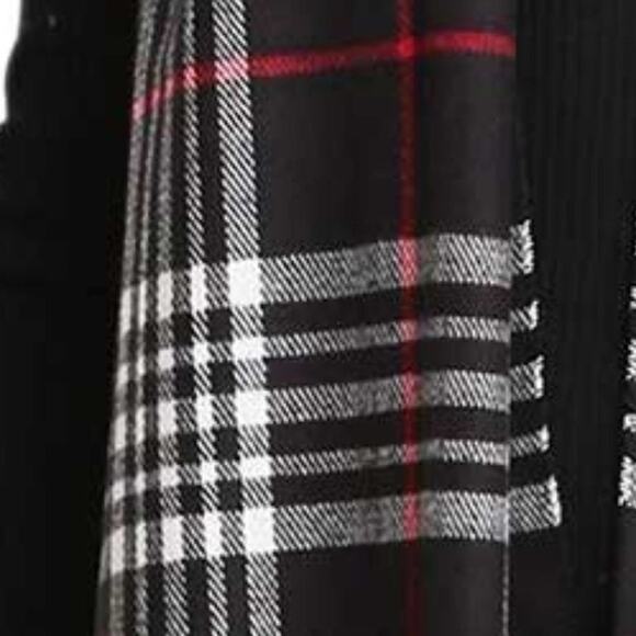 Janice Apparel Women's Faux Cashmere Scarf Black Plaid & Fringe Italian Design - Picture 4 of 9